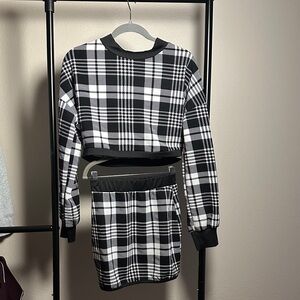 Black and White Plaid Two-Piece Set